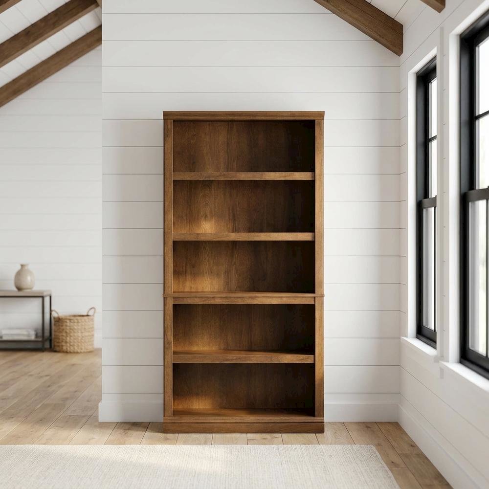Oiled Oak Finish Bookcase for Miscellaneous Storage with Open Shelving