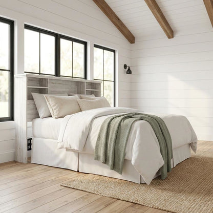 Engineered Wood Farmhouse Bookcase Headboard for Full and Queen Beds