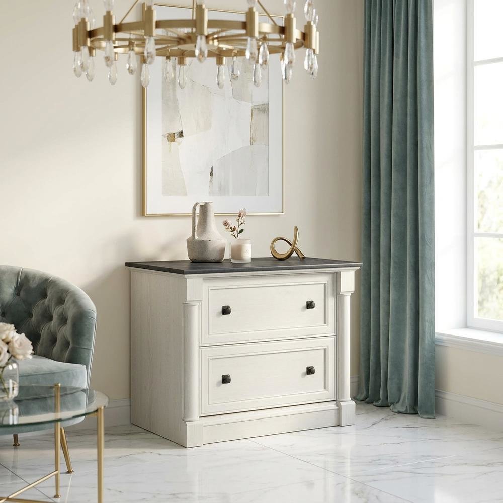 Glacier Oak Finish File Cabinet with Laminated Lateral Design