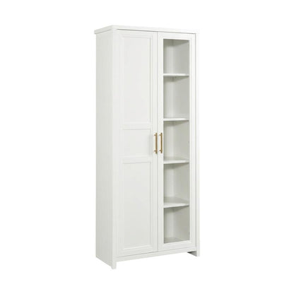 White Finish Storage Cabinet - Contemporary Transitional Style, Spacious