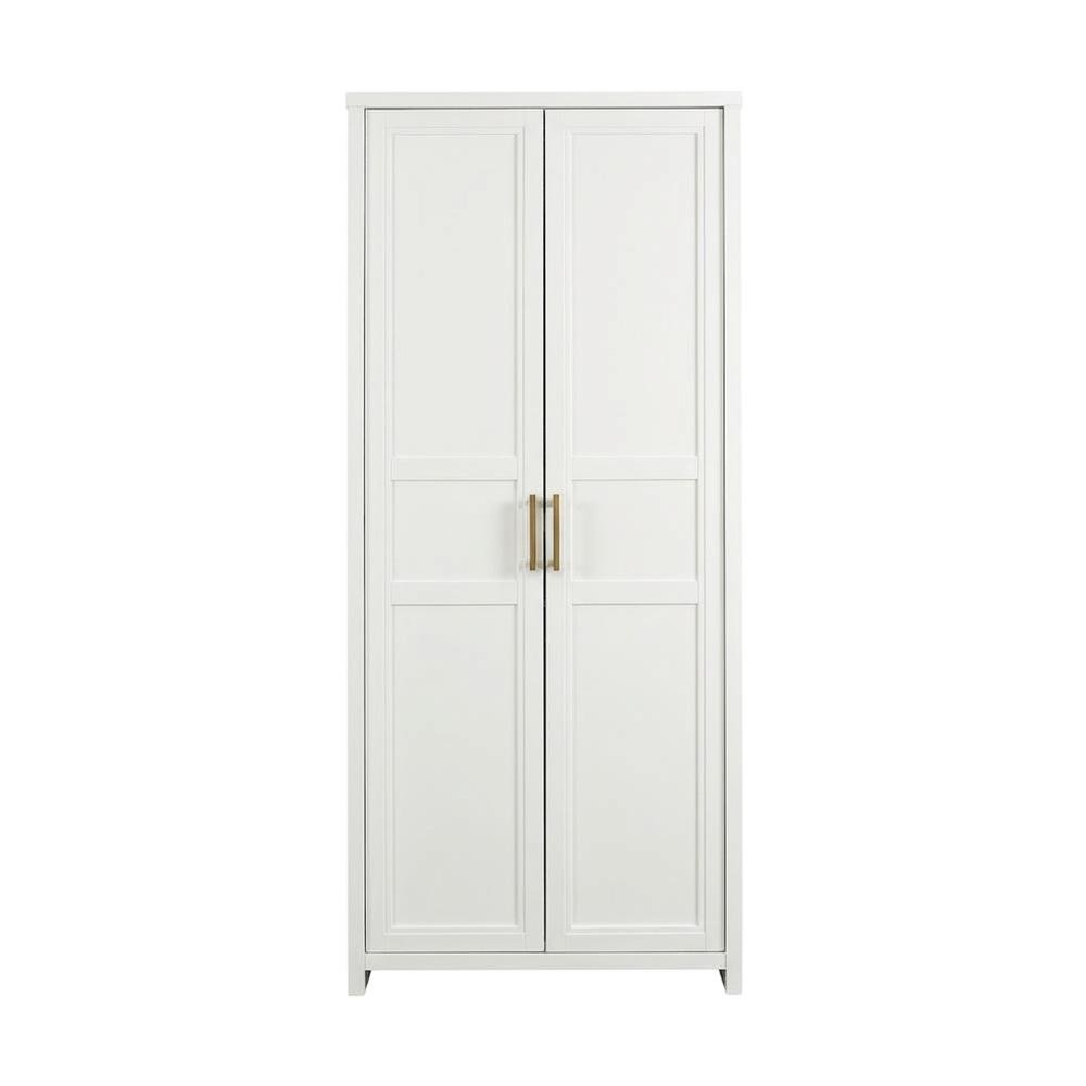 White Finish Storage Cabinet - Contemporary Transitional Style, Spacious