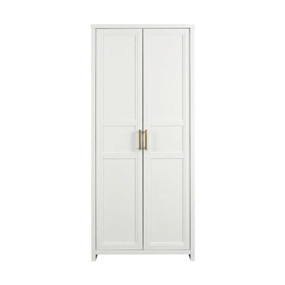 White Finish Storage Cabinet - Contemporary Transitional Style, Spacious