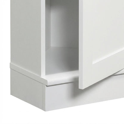 White Storage Cabinet With Soft Finish And Contemporary Style