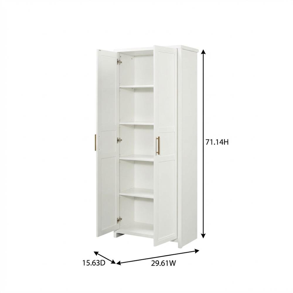 White Finish Storage Cabinet - Contemporary Transitional Style, Spacious