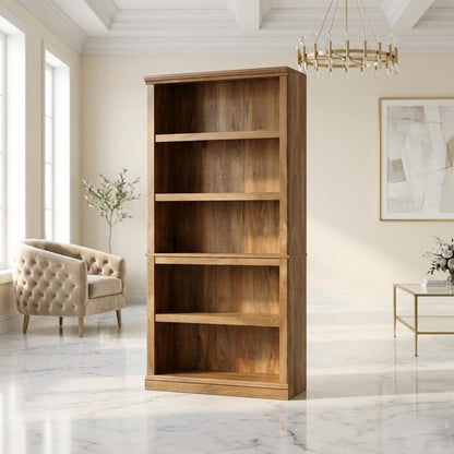 Wooden Storage Bookcase in Sindoori Mango Finish with Shelves