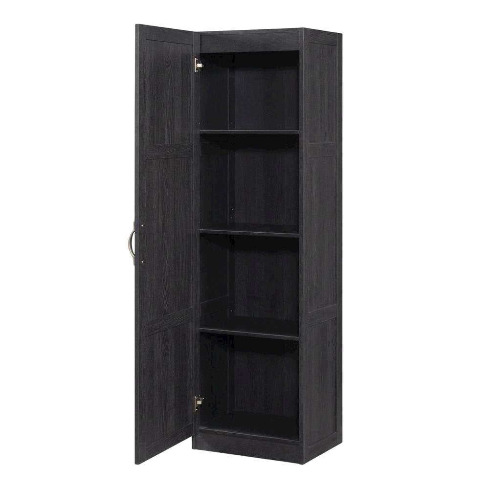 Black Oak Finish Storage Cabinet With Transitional Style, Rectangular Design