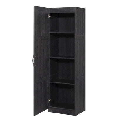 Black Oak Finish Storage Cabinet With Transitional Style, Rectangular Design