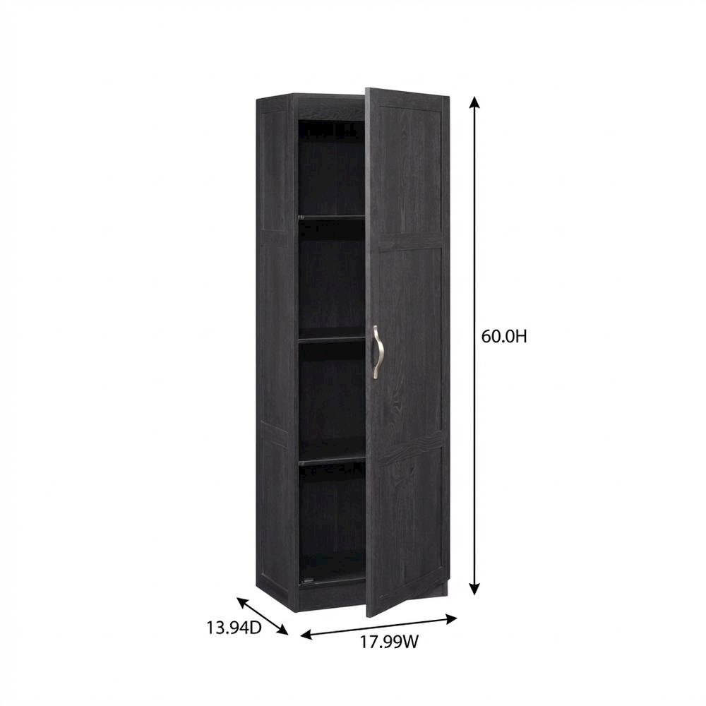 Black Oak Finish Storage Cabinet With Transitional Style, Rectangular Design