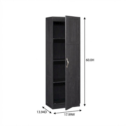 Black Oak Finish Storage Cabinet With Transitional Style, Rectangular Design