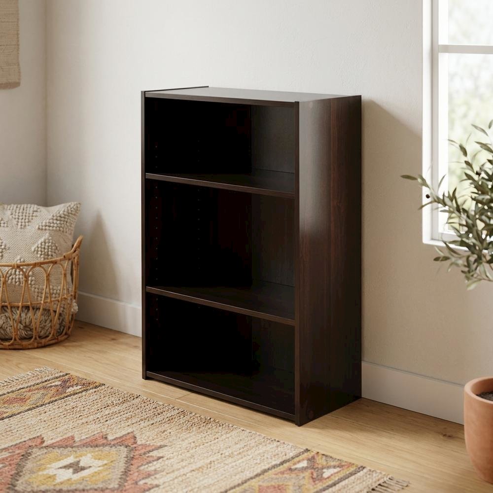 Cinnamon Cherry Bookcase with Sturdy Wood Shelves for Home Storage