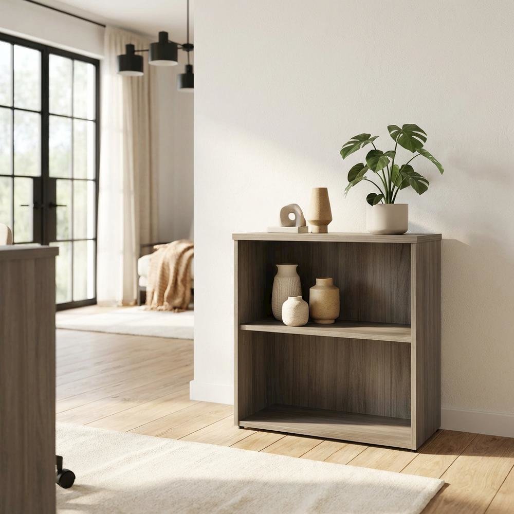 Wood Office Bookcase in Elm Finish with Contemporary Style