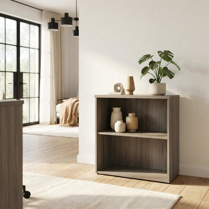 Wood Office Bookcase in Elm Finish with Contemporary Style