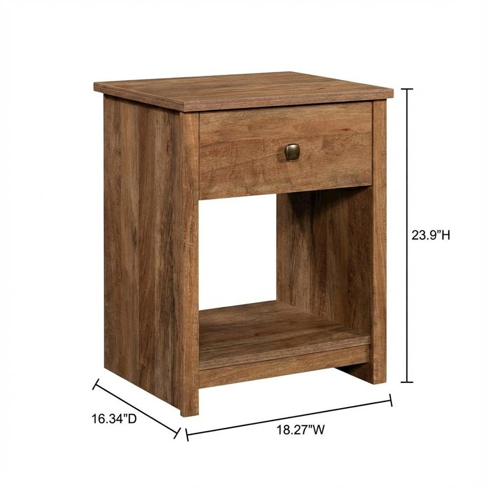 Sindoori Mango Finish Night Stand with Bohemian and Transitional Style