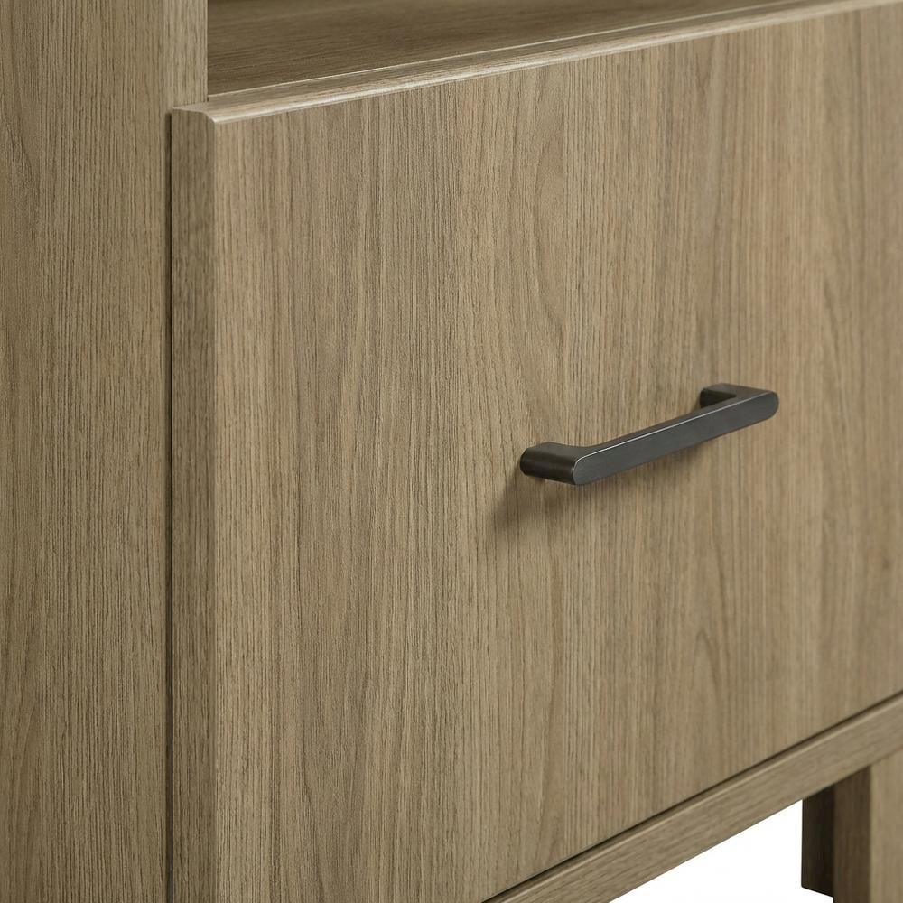 Wooden Nightstand in Timber Oak Finish with Rustic and Modern Farmhouse Style