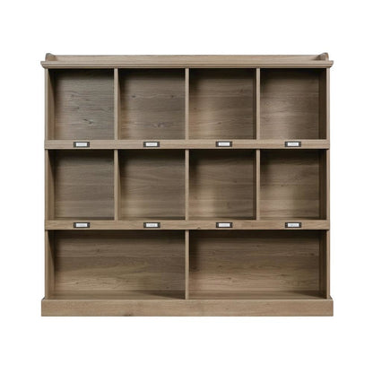 Salt oak finish bookcase with modern farmhouse and industrial style, rectangle