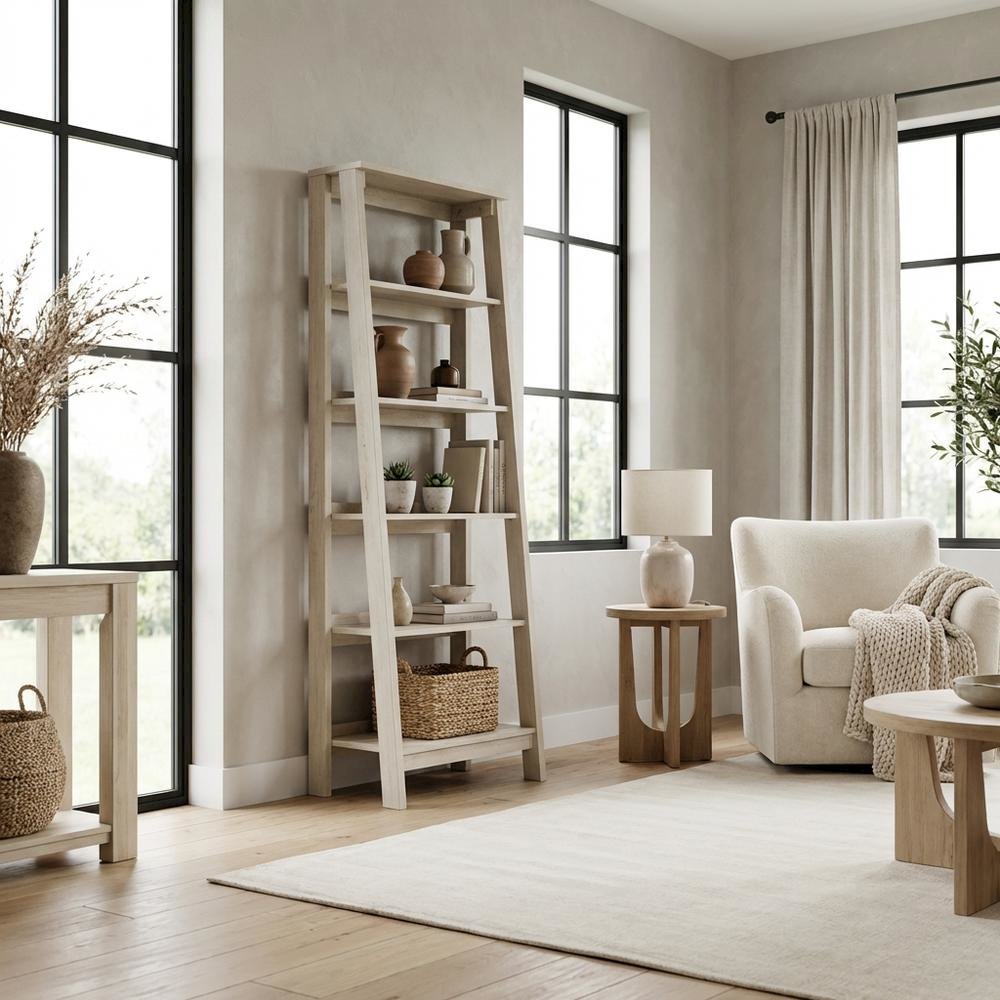 Open Shelving Unit in Chalked Chestnut Finish with Rustic Country Styling