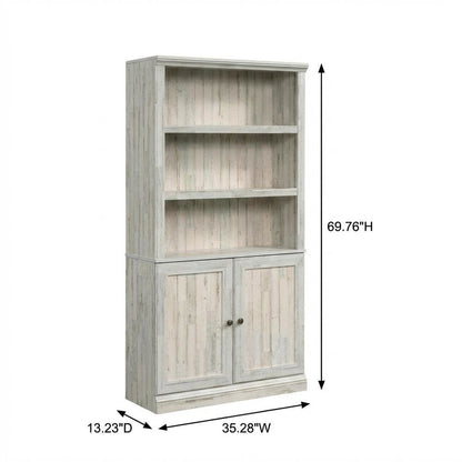 White Plank Finish Bookcase with Rectangular Shape and Spacious Storage