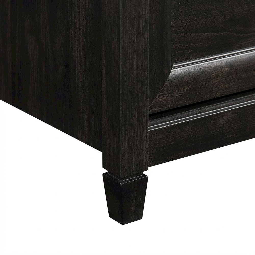 Black Executive Desk With Rectangular Shape And Coastal Cottage Style