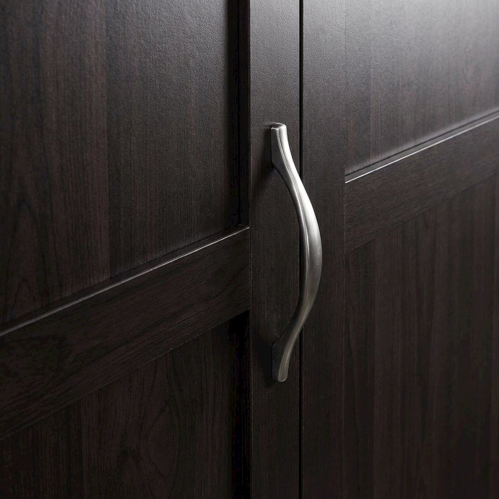 Wooden Storage Armoire In Brown With Spacious Compartment And Elegant Finish