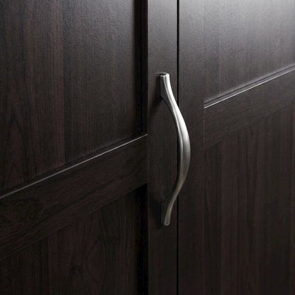Wooden Storage Armoire In Brown With Spacious Compartment And Elegant Finish