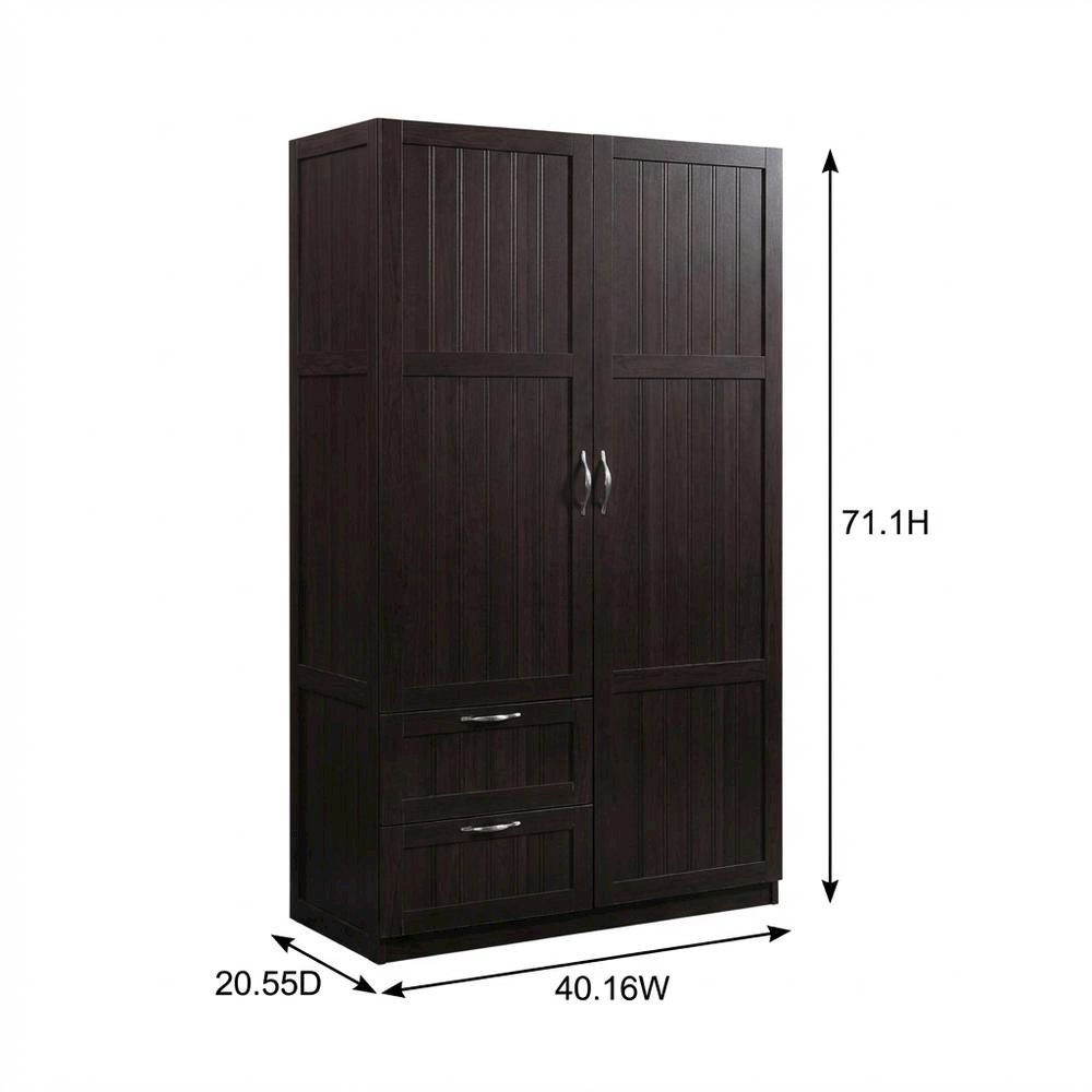 Wooden Storage Armoire In Brown With Spacious Compartment And Elegant Finish