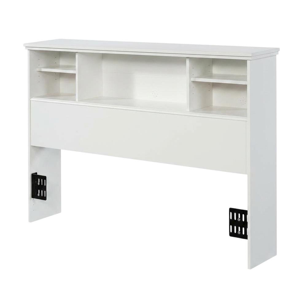 Engineered Wood Farmhouse Bookcase Headboard for Full and Queen Beds, Soft White