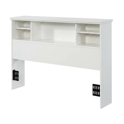 Engineered Wood Farmhouse Bookcase Headboard for Full and Queen Beds, Soft White