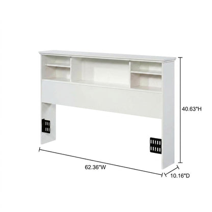 Engineered Wood Farmhouse Bookcase Headboard for Full and Queen Beds, Soft White