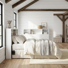 Engineered Wood Farmhouse Bookcase Headboard for Full and Queen Beds, Soft White