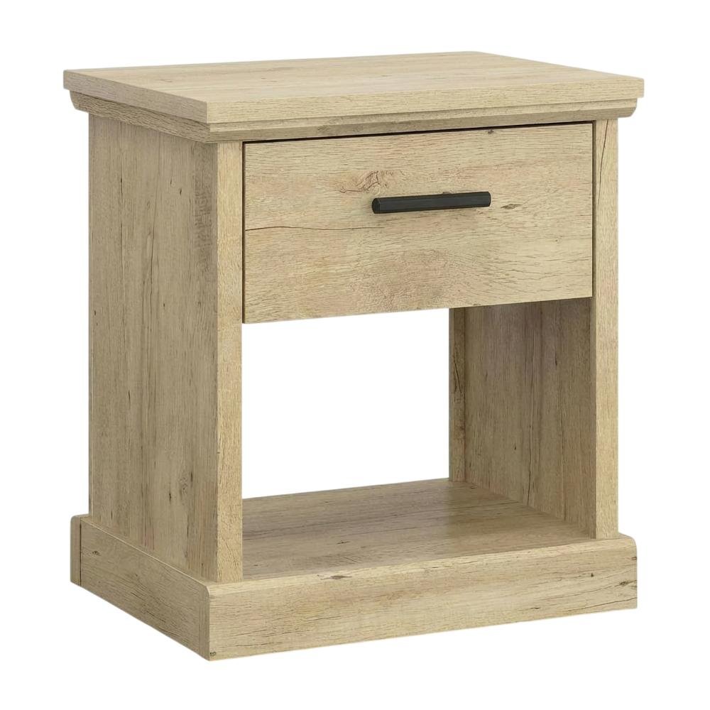 Modern Farmhous Style Night Stand in Oak Finish with Simple Rectangular Design