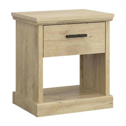 Modern Farmhous Style Night Stand in Oak Finish with Simple Rectangular Design