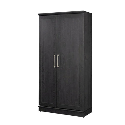 Contemporary Raven Oak Finish Storage Cabinet With Spacious Design