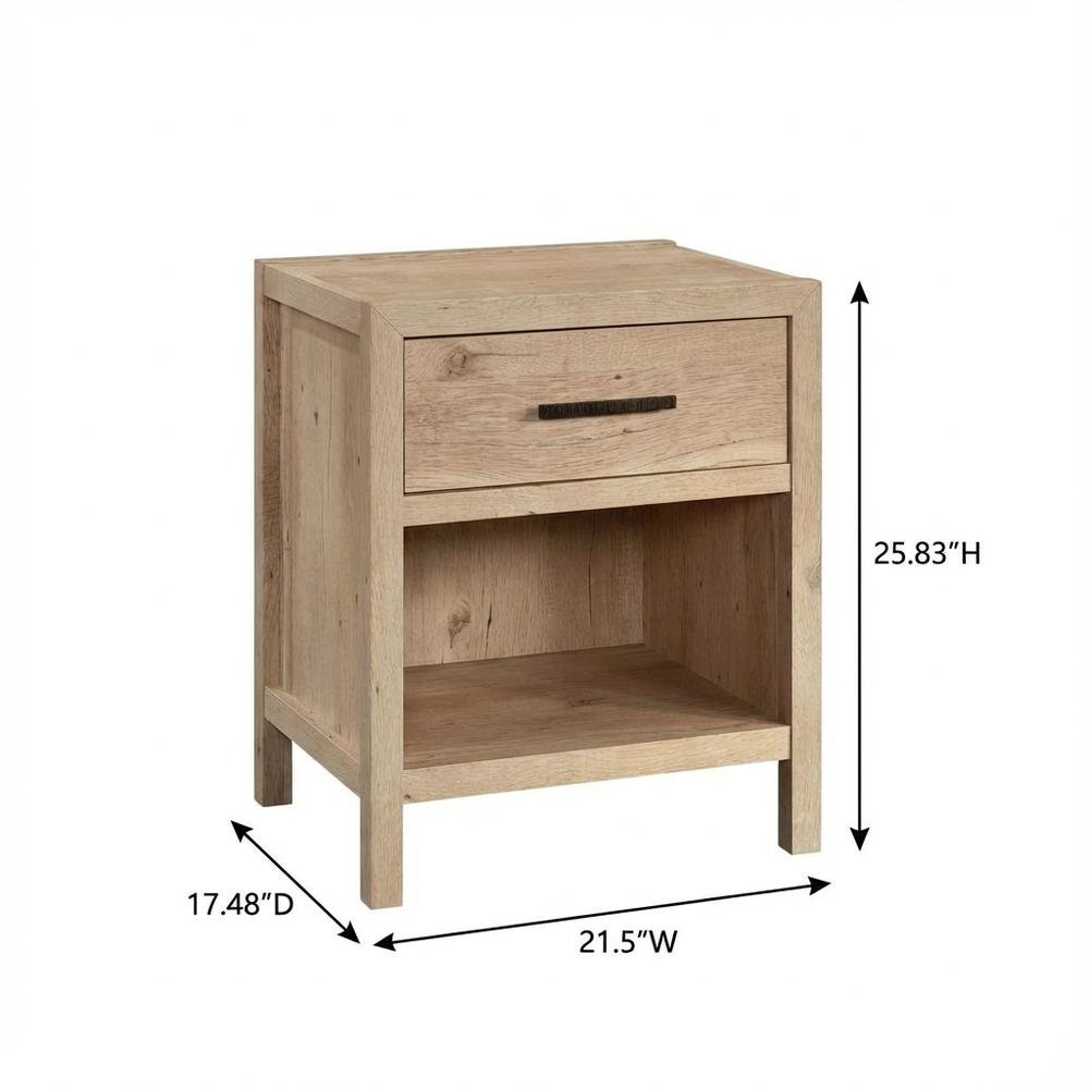 Oak Finish Nightstand with Coastal Cottage Style and Rectangle Design