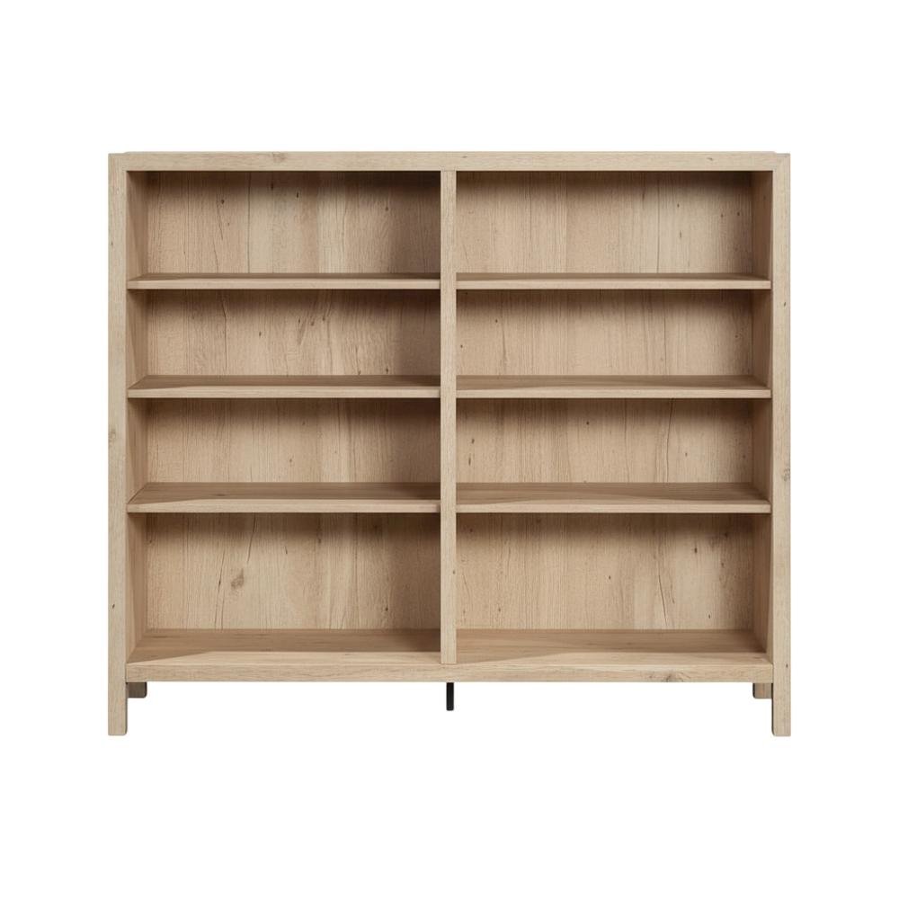 Rustic Oak Finish Bookcase with Coastal Style and Easy Storage