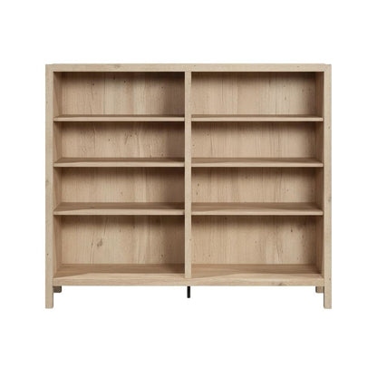 Rustic Oak Finish Bookcase with Coastal Style and Easy Storage