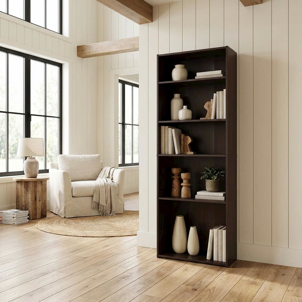 Cinnamon Cherry Finish Bookcase with Rectangular Shape and Warm Lifestyle Appeal
