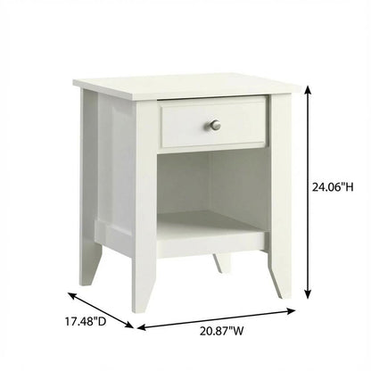 Soft White Night Stand with Coastal Cottage and Transitional Style