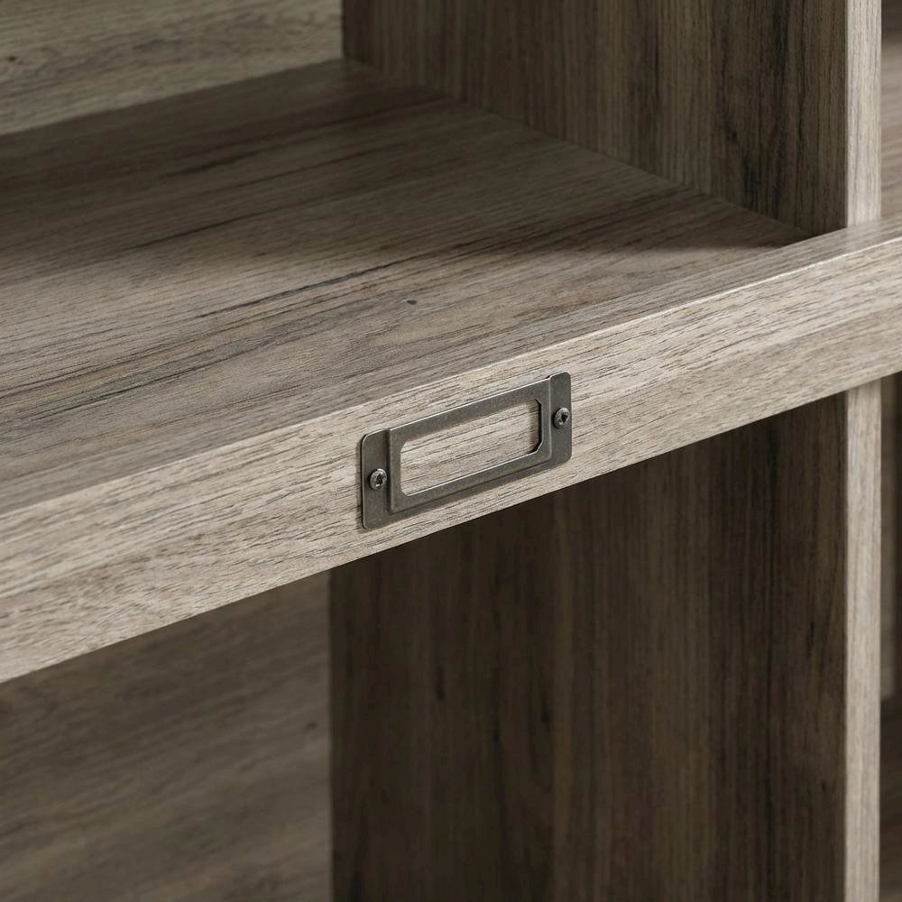 Salt oak finish bookcase with modern farmhouse and industrial style, rectangle