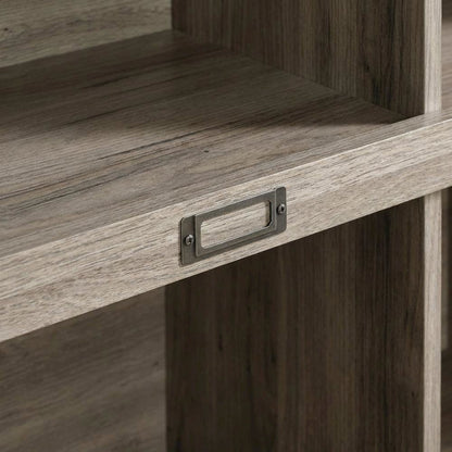 Salt oak finish bookcase with modern farmhouse and industrial style, rectangle