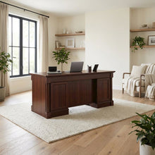 Elegant Cherry Finish Executive Desk With Traditional Style, Rectangle Shape