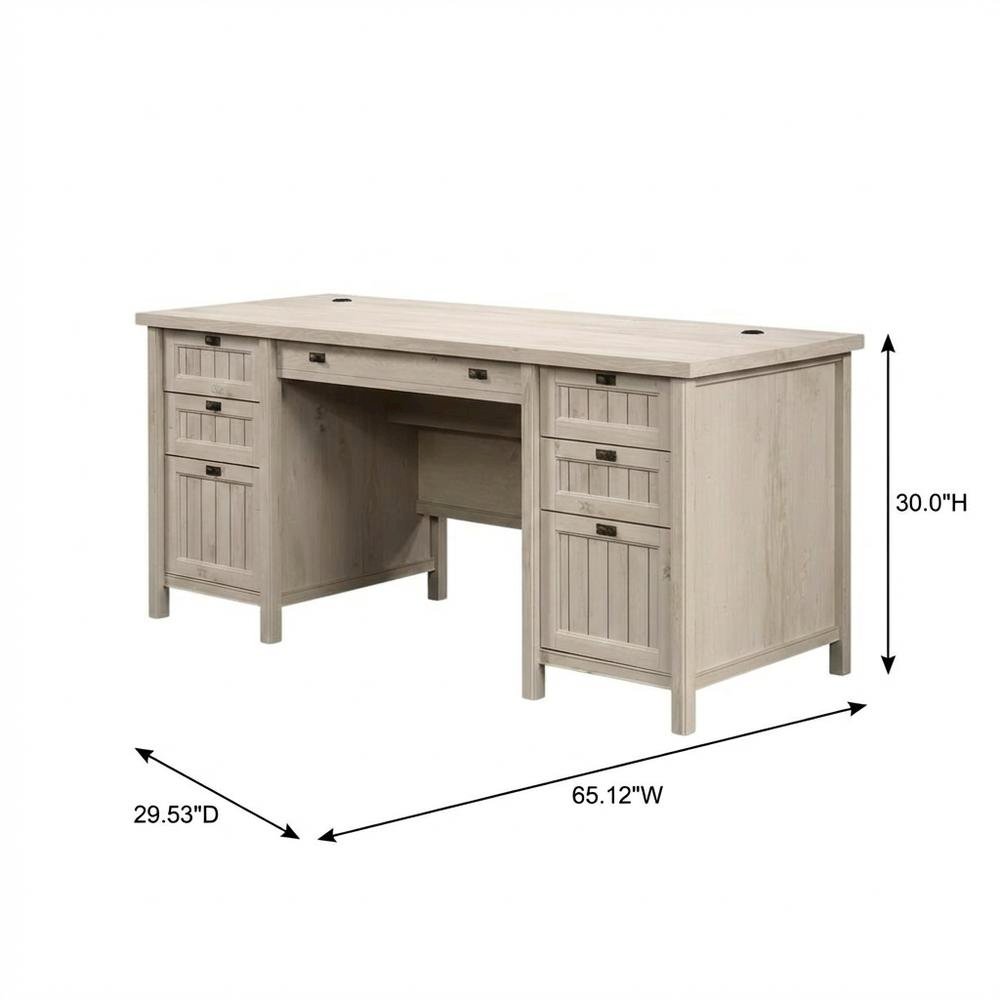 Chalked Chestnut Office Executive Desk With Modern Rectangle Design