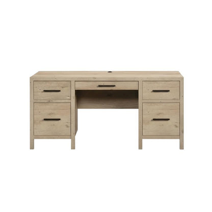 Modern Oak Finish L-Shaped Desk, Spacious Working Surface, Coastal Cottage Style