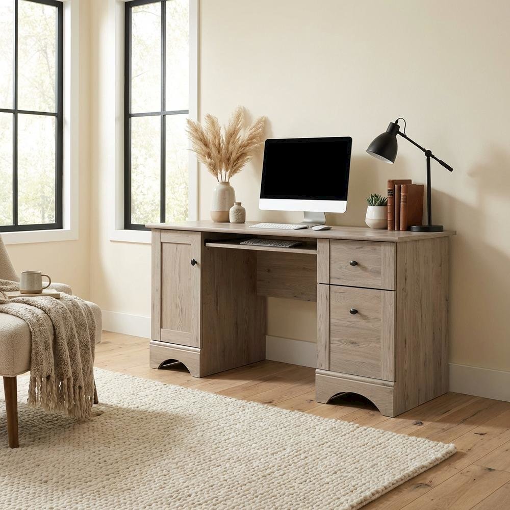 Modern Brown Computer Desk with Coastal Cottage and Transitional Style
