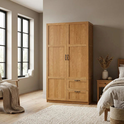 Brown Wood Armoire With Spacious Storage And Classic Rectangular Design