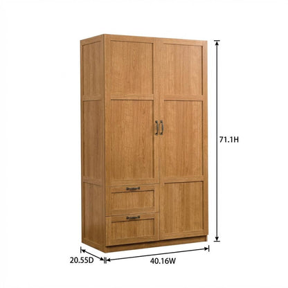 Brown Wood Armoire With Spacious Storage And Classic Rectangular Design