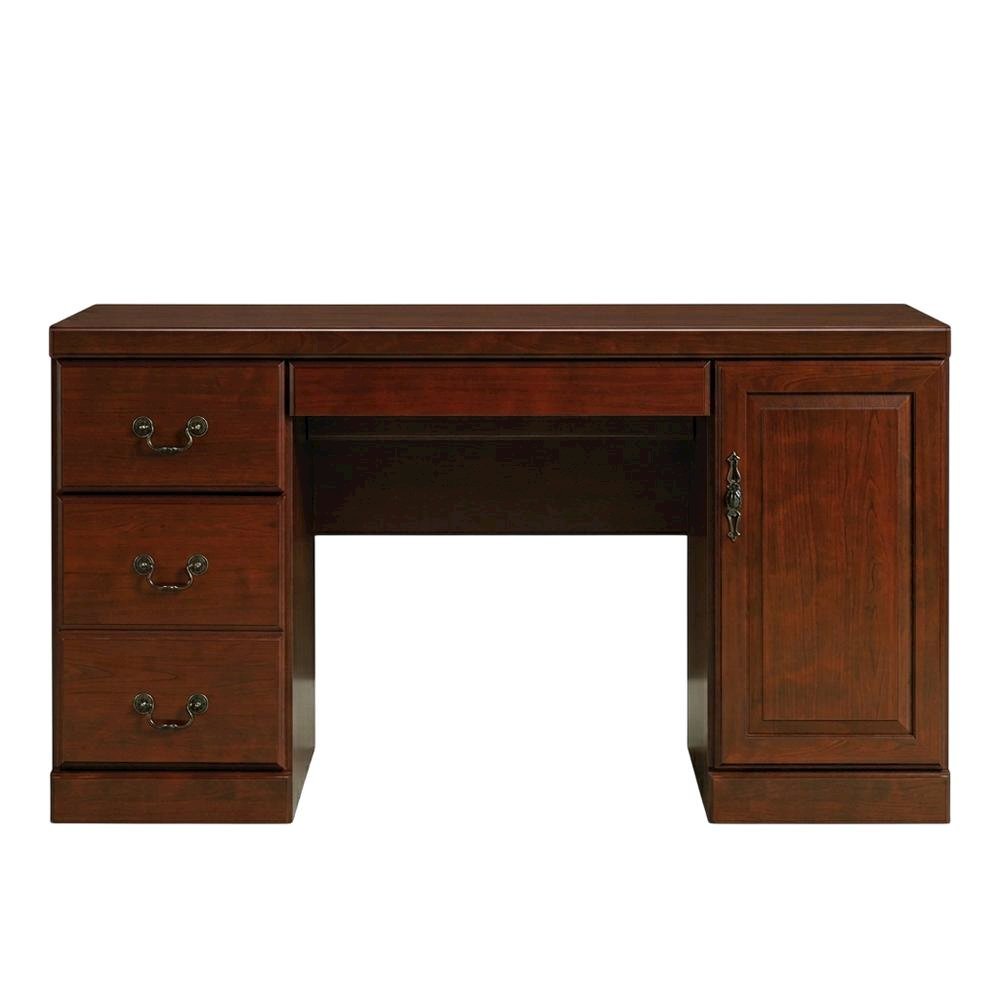 Brown Coastal Cottage Desk with Hutch and Rectangle Shape