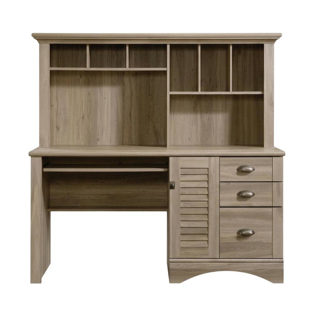 Coastal Cottage Desk with Hutch and Spacious Workspace for Home Office