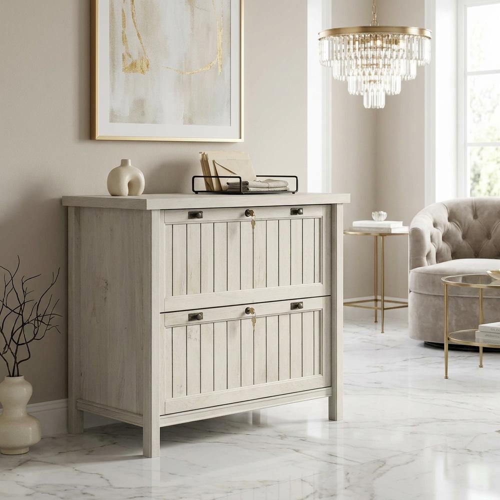 Chalked Chestnut Office File Cabinet with Secure Storage and Modern Design