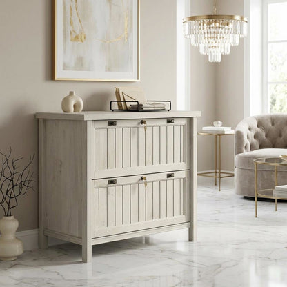 Chalked Chestnut Office File Cabinet with Secure Storage and Modern Design