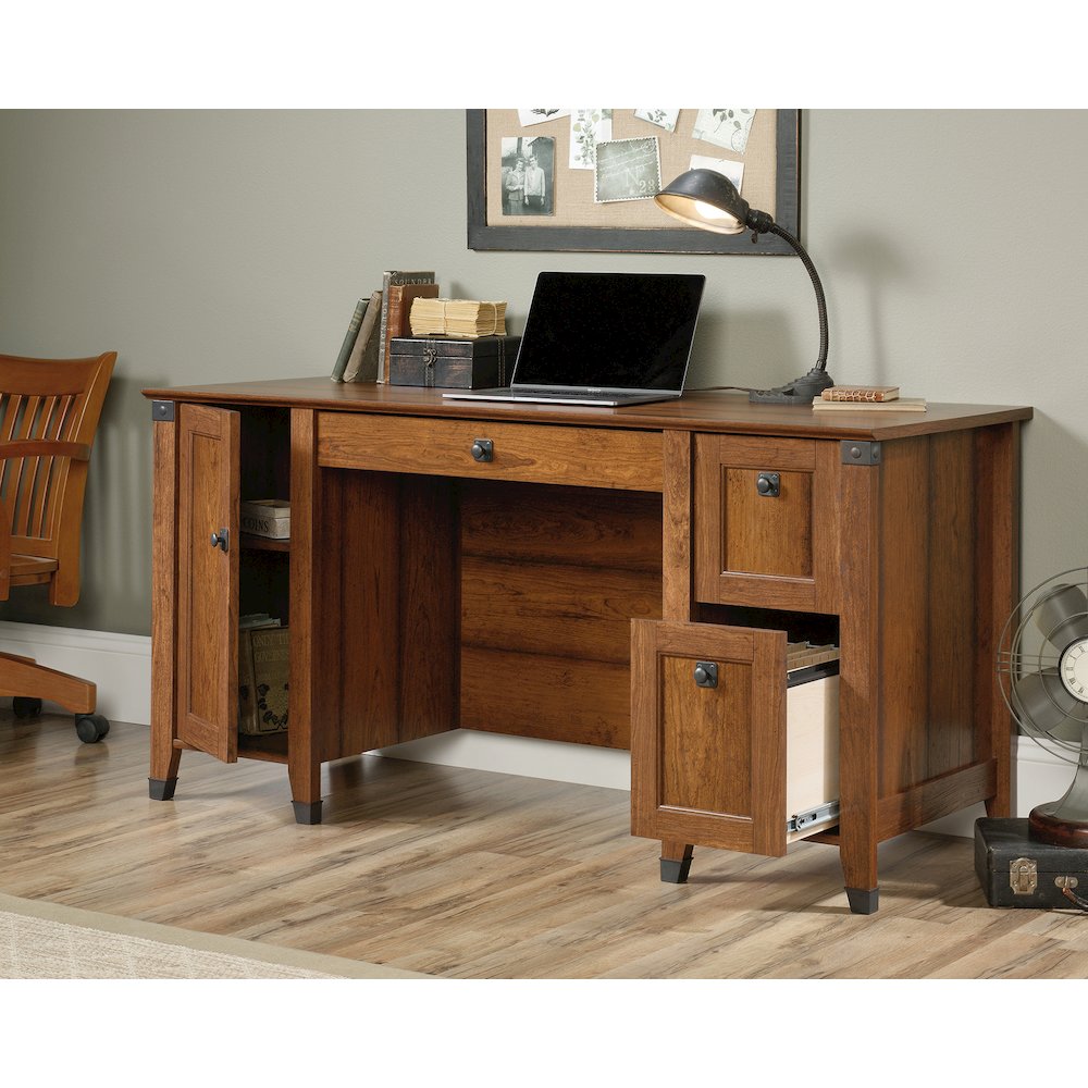 Carson Forge Computer Desk, Washington Cherry finish